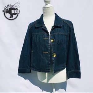 a.n.a. denim cropped bell sleeve jacket size L